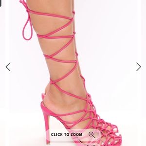 Downtown Vibe Heeled Sandals (Pink/Fuschia)